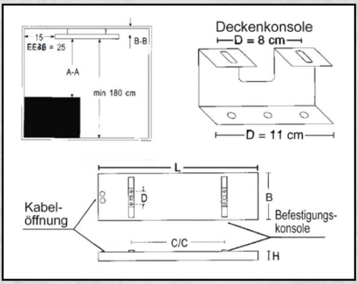 Deckenhalterung für Infrarotheizung - Infrarot-Heizkörper für die Decke Indoor